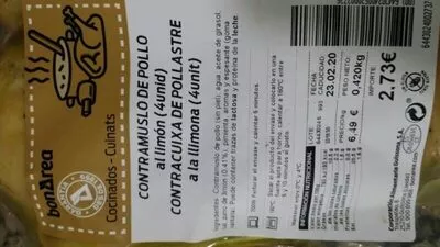 Lista de ingredientes del producto Contramuslo de pollo al limón Bonarea 