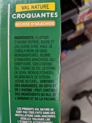 Lista de ingredientes del producto Barres Granola (beurre D'arachide) Val Nature, Nature Valley, General Mills 230 g
