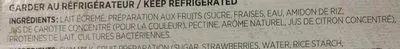 Lista de ingredientes del producto Yogourt fraise Liberté 