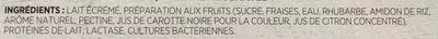 Lista de ingredientes del producto Yogourt fraise rhubarbe Liberté 