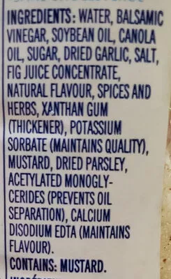 Lista de ingredientes del producto Vinaigrette balsamique Kraft 