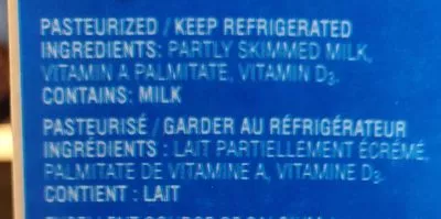 Liste des ingrédients du produit Lactantia Purfiltre Lactancia 2 l.