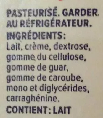 List of product ingredients Crème à l'ancienne 15% M.G. Lactantia, Parmalat, Lactalis 473 mL