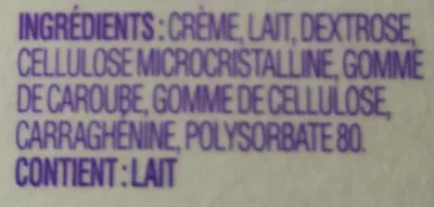 Lista de ingredientes del producto Crème à fouetter Lactantia 473ml