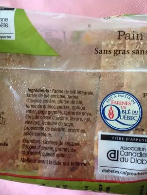 Liste des ingrédients du produit pain quinoa St-Méthode 550g