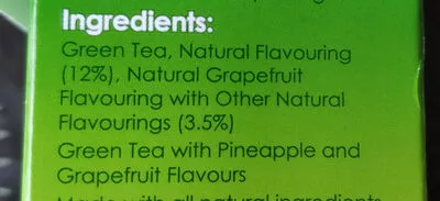 Lista de ingredientes del producto Pineapple & Grapefruit Green Tea Twinings 40g