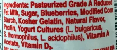 List of product ingredients Yoplait Original Mountain Blueberry Low Fat Yogurt Yoplait, General Mills 6 oz / 170 g