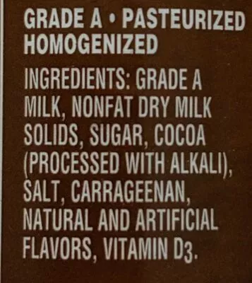 Lista de ingredientes del producto Hiland Chocolate Milk Hiland dairy 