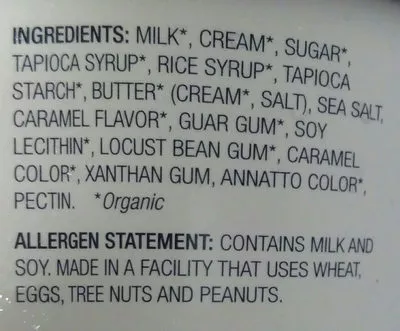 List of product ingredients Salted caramel ice cream Oregon Ice Cream 1,42 l