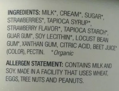 List of product ingredients Strawberry ice cream, strawberry Oregon Ice Cream 1,42 l