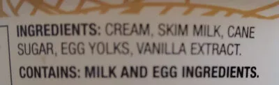List of product ingredients Vanilla ice cream, vanilla Haagen-Daz 28 fl oz (828 ml)