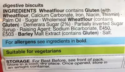 List of product ingredients Digestive Marks & Spencer 300 g e