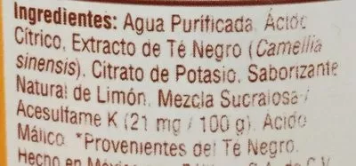 Lista de ingredientes del producto Snapple Frambuesa Peñafiel 473 ml