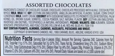 Lista de ingredientes del producto Assorted Chocolates Whitman's, Whitman's Candies  Inc. 