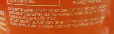 List of product ingredients Crush, soda, orange, orange  2 l