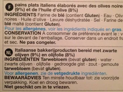 List of product ingredients Olive flatbread M&S 