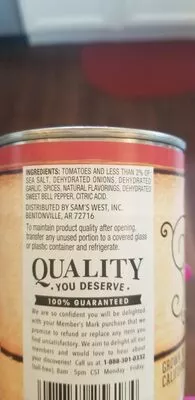 Lista de ingredientes del producto Tomato sauce, tomato Member's Mark 