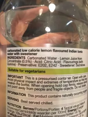 List of product ingredients Diet tonic M&S 