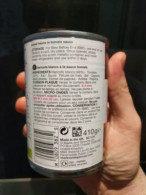 List of product ingredients Baked Beans in a rich tomato sauce Marks & Spencer 410 g