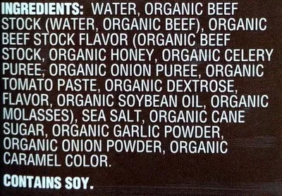 Liste des ingrédients du produit Organic Beef Broth Trader Joe's 32 FL OZ (1 QT) 946 mL