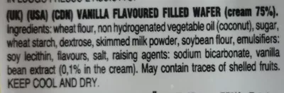 Lista de ingredientes del producto Wafers alla Vaniglia Crich 6.17 oz