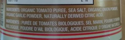 Liste des ingrédients du produit sauce tomate biologique Kirkland 398 ml