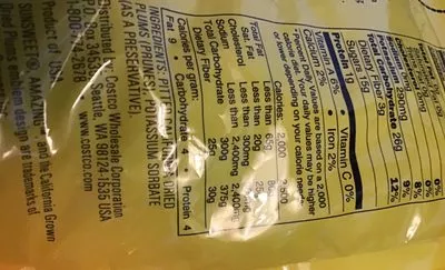 List of product ingredients Dried plums Kirkland 
