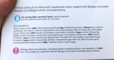 List of product ingredients 2 Belgian Chocolate Choux Buns Sainsbury's 