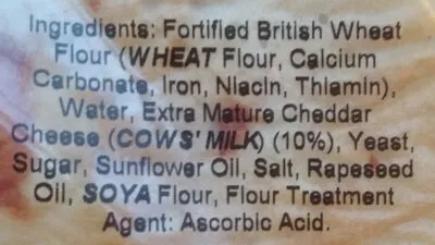 List of product ingredients White Cheese Topped Rolls Sainsbury 4