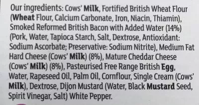 List of product ingredients Quiche Lorraine By Sainsbury's 