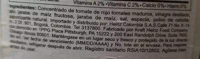 List of product ingredients Salsa de tomate Heinz 397 g