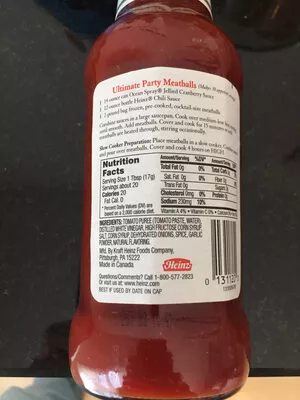 List of product ingredients Sauce chili Heinz 340g