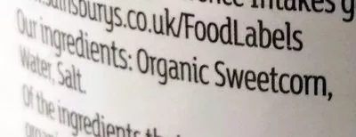 Lista de ingredientes del producto Sainsbury's Organic Sweetcorn Sainsbury's, Sainsbury's Organic 150g