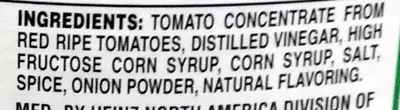 Lista de ingredientes del producto Tomato ketchup, tomato Heinz 567 g