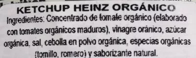 Lista de ingredientes del producto Organic Tomato Ketchup Heinz 