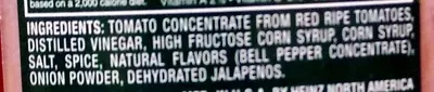 Lista de ingredientes del producto Jalapeno tomato ketchup, jalapeno Heinz 