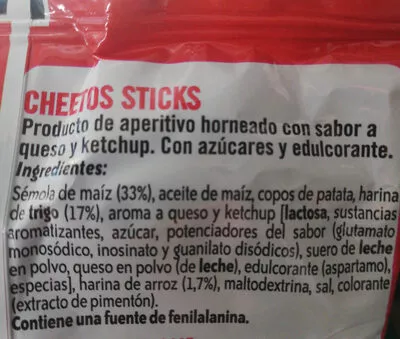Lista de ingredientes del producto  Cheetos 21g
