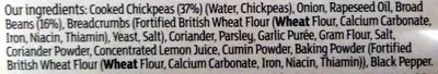 Lista de ingredientes del producto Falafels   Sainsbury's 