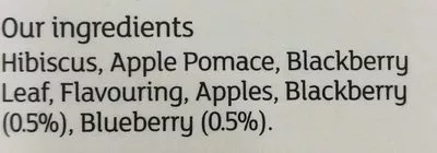 Liste des ingrédients du produit Blackberry & Blueberry Infusion Sainsbury's 40 g
