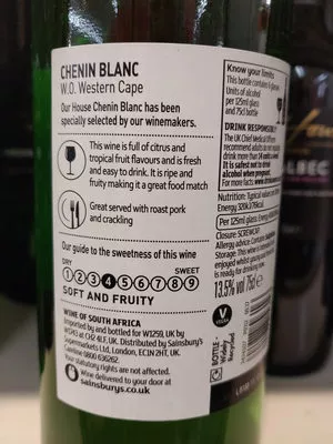 List of product ingredients chenin blanc house by Sainsbury's,  Sainsbury's 75 cL