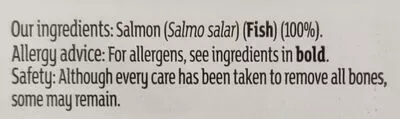 Lista de ingredientes del producto 4 Boneless scottish salmon fillets Sainsbury's 