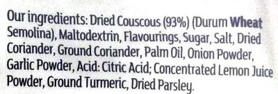 List of product ingredients Coriander & Lemon Couscous Sainsbury's 110g