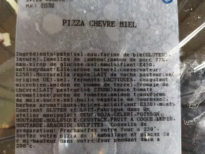 Liste des ingrédients du produit Pizza chèvre miel Leclerc traiteur 700 g