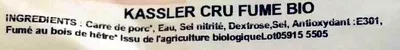Lista de ingredientes del producto Kassler cru fumé bio Ferme Durr, Charcuteries Artisanales 126 g