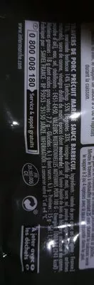 List of product ingredients Travers de porc sauce barbecue  