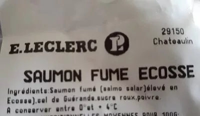 Liste des ingrédients du produit Saumon fumé ecosse  