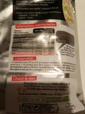 Liste des ingrédients du produit Faux filets Charal 