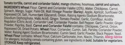 List of product ingredients Falafel & houmous Tesco 