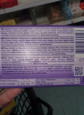 Lista de ingredientes del producto milka Milka 