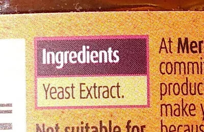 List of product ingredients Meridian Yeast Extract Meridian 340g